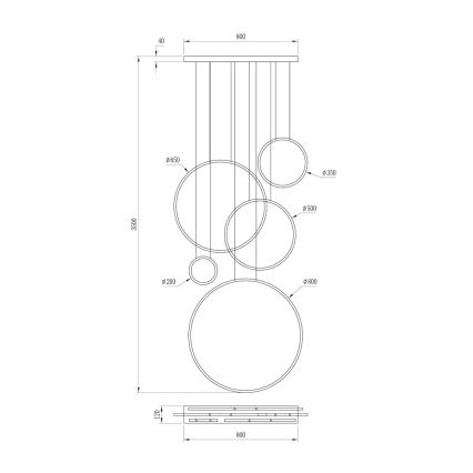 LED lestenec na vrvici SATURNO LED/100W/230V črna