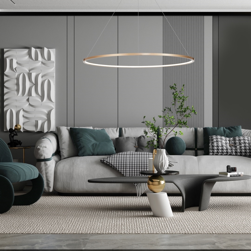 LED Lestenec na vrvici SATURNO LED/65W/230V pr. 120 cm IP44 zlata