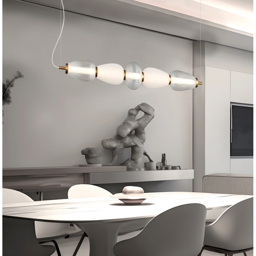 LED lestenec na vrvici SHINY LED/23W/230V bela/zlata