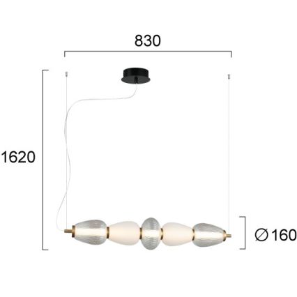 LED lestenec na vrvici SHINY LED/23W/230V bela/zlata