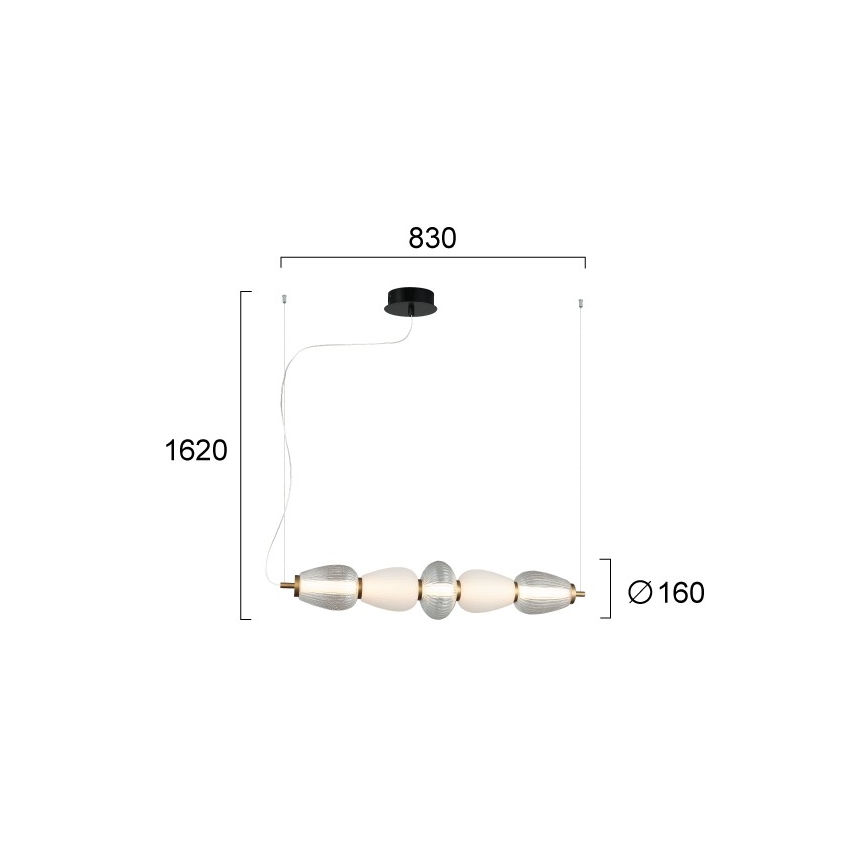 LED lestenec na vrvici SHINY LED/23W/230V bela/zlata