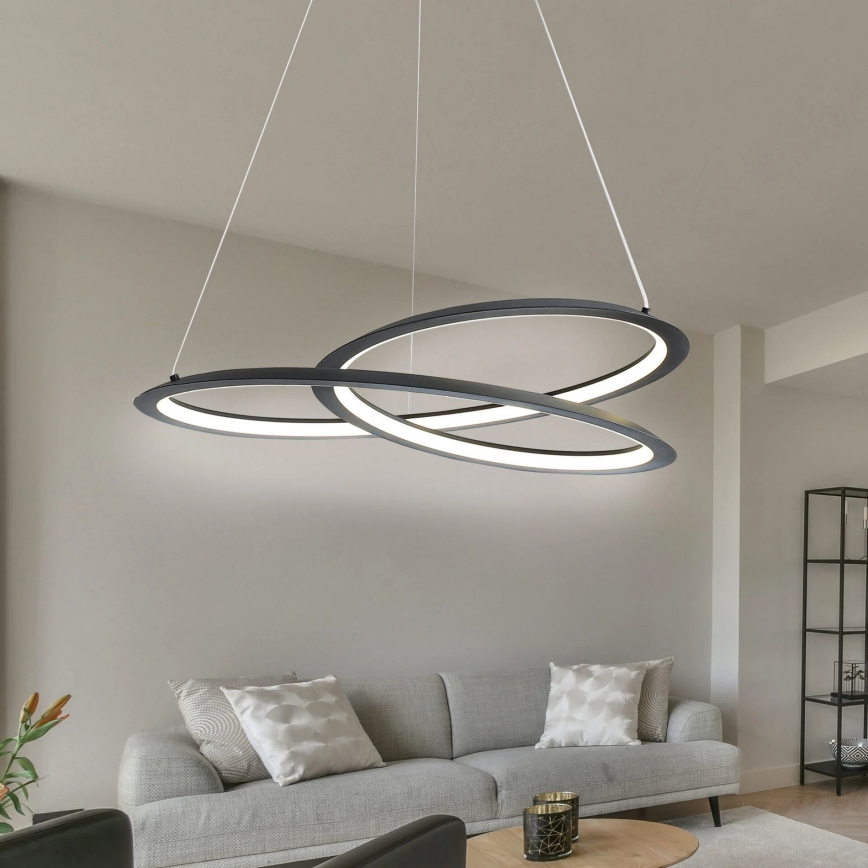 LED Lestenec na vrvici TANGO LED/44W/230V 4000K pr. 60 cm črna
