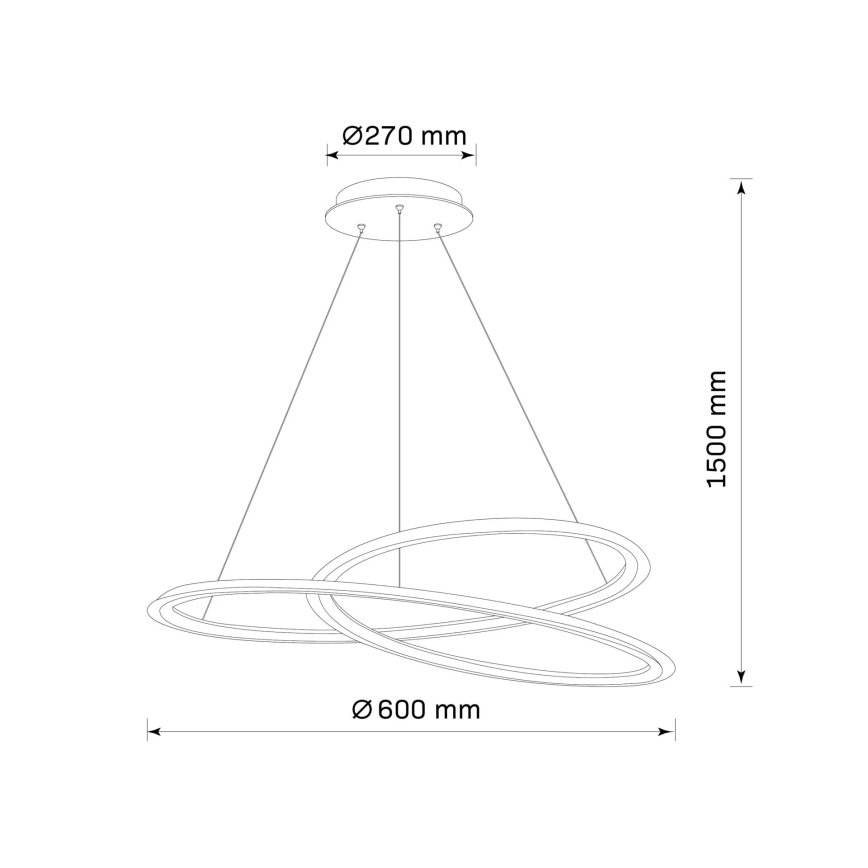 LED Lestenec na vrvici TANGO LED/44W/230V 4000K pr. 60 cm črna