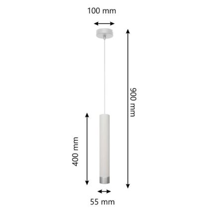 LED Lestenec na vrvici TUBA 1xGU10/4,8W/230V bela/sijajni krom