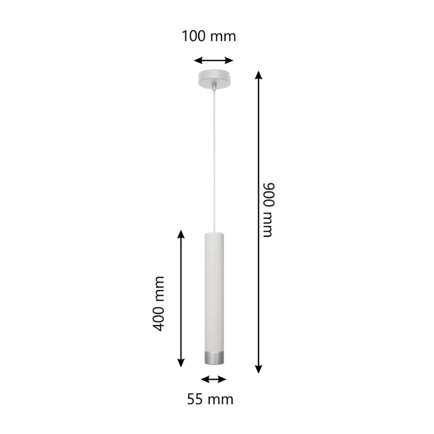 LED Lestenec na vrvici TUBA 1xGU10/4,8W/230V bela/sijajni krom