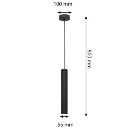 LED Lestenec na vrvici TUBA 1xGU10/4,8W/230V črna