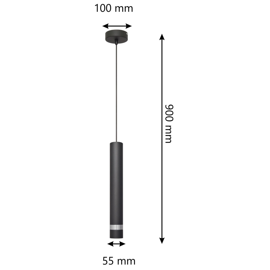 LED Lestenec na vrvici TUBA 1xGU10/4,8W/230V črna/sijajni krom