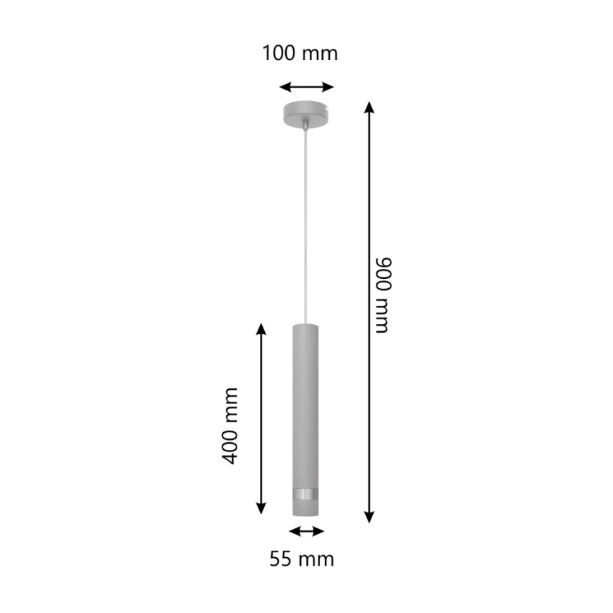 LED Lestenec na vrvici TUBA 1xGU10/4,8W/230V siva/sijajni krom