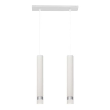 LED Lestenec na vrvici TUBA 2xGU10/4,8W/230V bela/sijajni krom