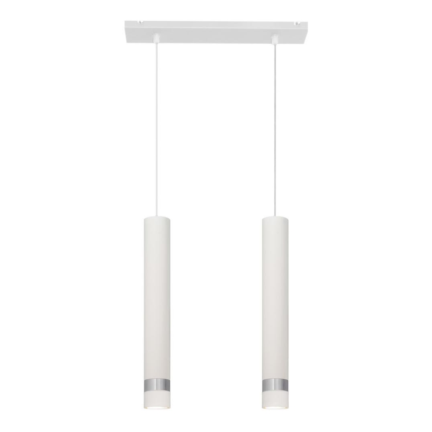 LED Lestenec na vrvici TUBA 2xGU10/4,8W/230V bela/sijajni krom