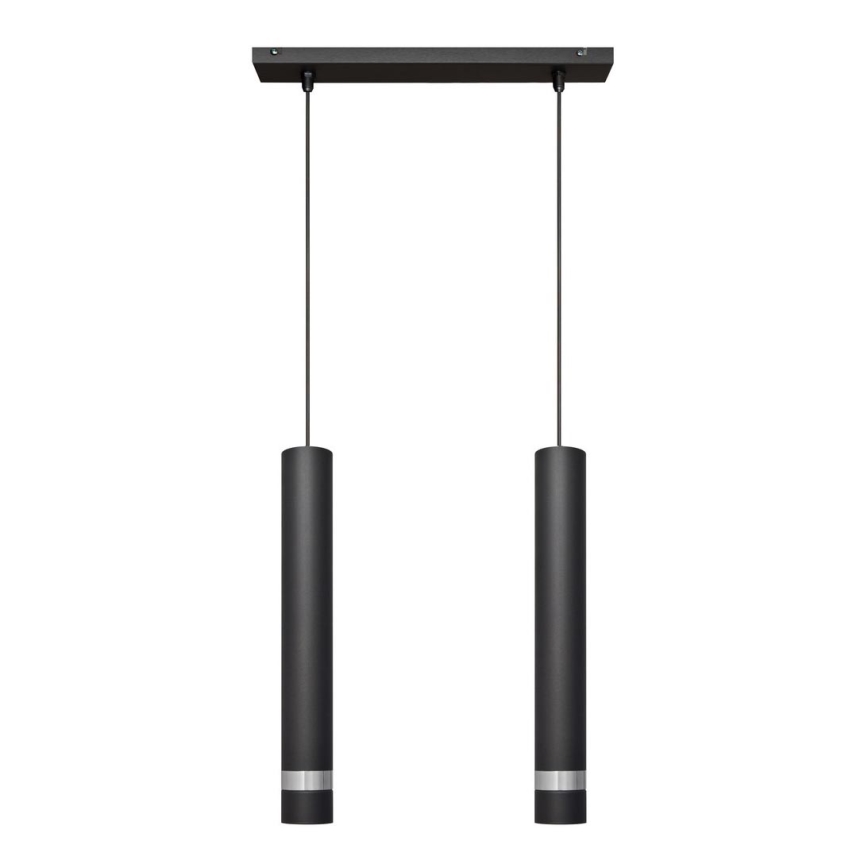 LED Lestenec na vrvici TUBA 2xGU10/4,8W/230V črna/sijajni krom