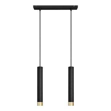 LED Lestenec na vrvici TUBA 2xGU10/4,8W/230V črna/zlata
