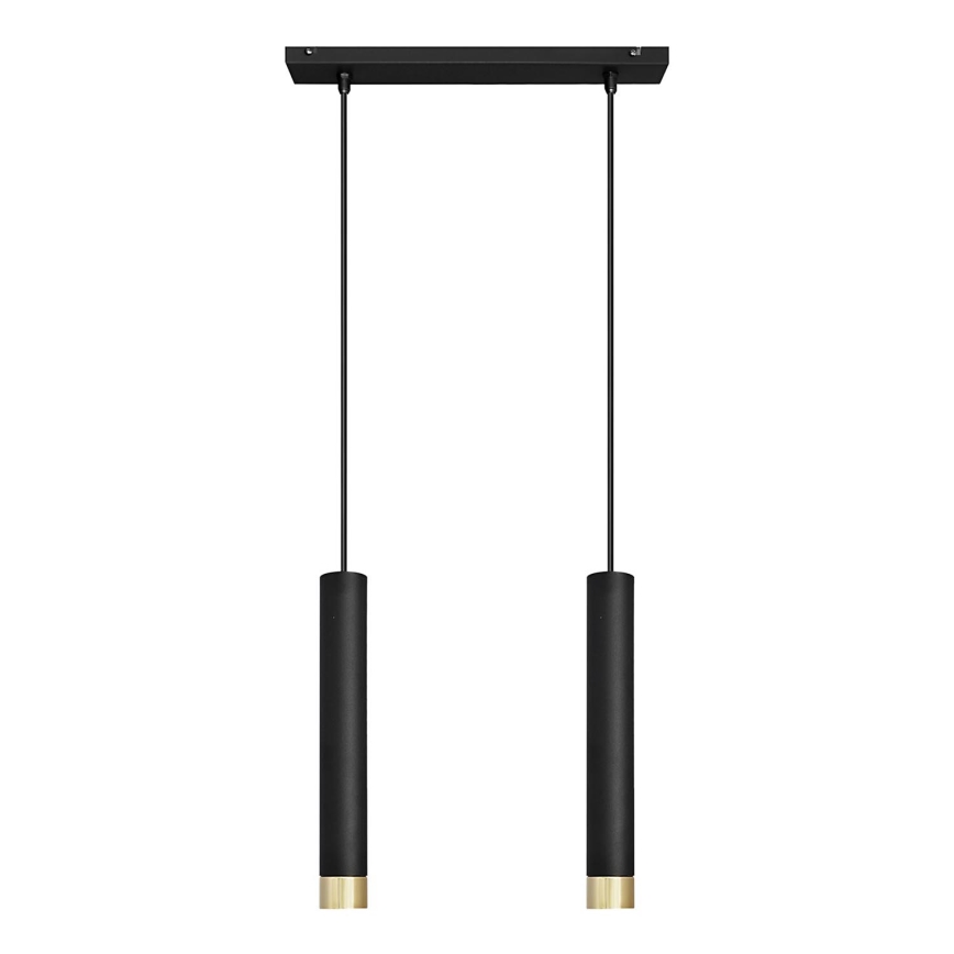 LED Lestenec na vrvici TUBA 2xGU10/4,8W/230V črna/zlata