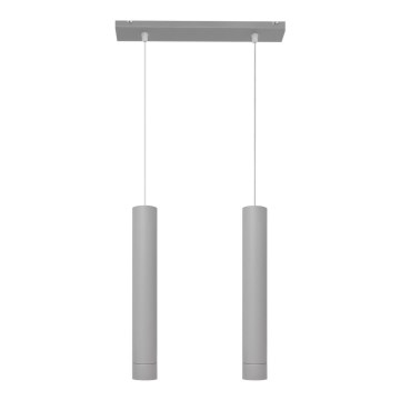 LED Lestenec na vrvici TUBA 2xGU10/4,8W/230V siva