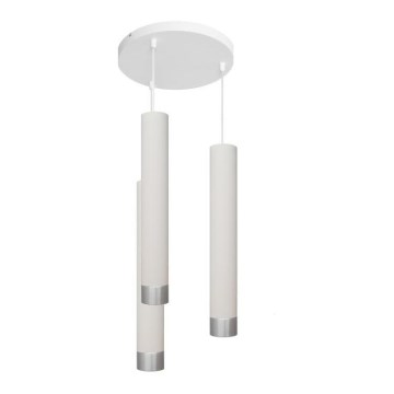 LED Lestenec na vrvici TUBA 3xGU10/4,8W/230V belo/sijajni krom