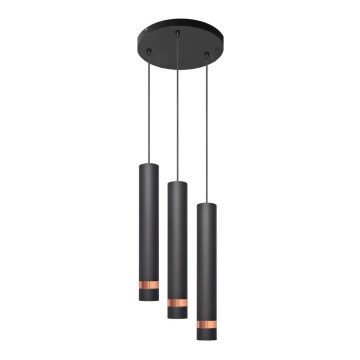 LED Lestenec na vrvici TUBA 3xGU10/4,8W/230V črn/baker
