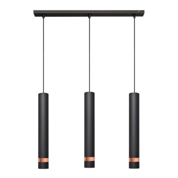 LED Lestenec na vrvici TUBA 3xGU10/4,8W/230V črn/baker