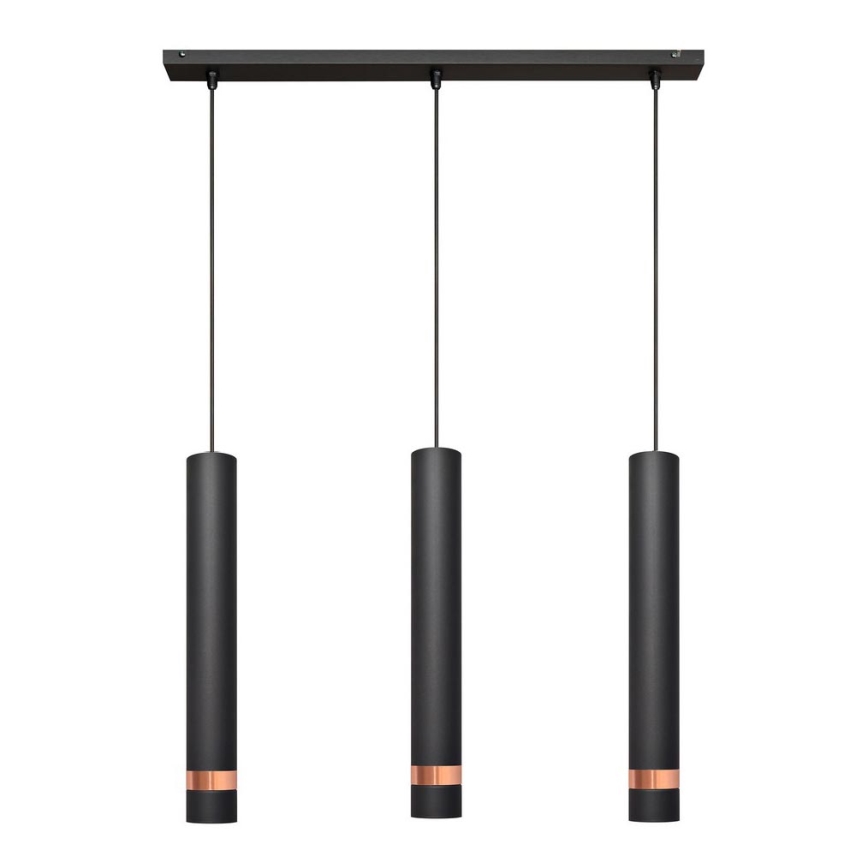 LED Lestenec na vrvici TUBA 3xGU10/4,8W/230V črn/baker