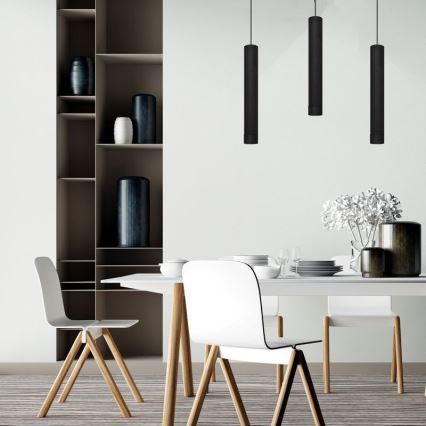 LED Lestenec na vrvici TUBA 3xGU10/4,8W/230V črna