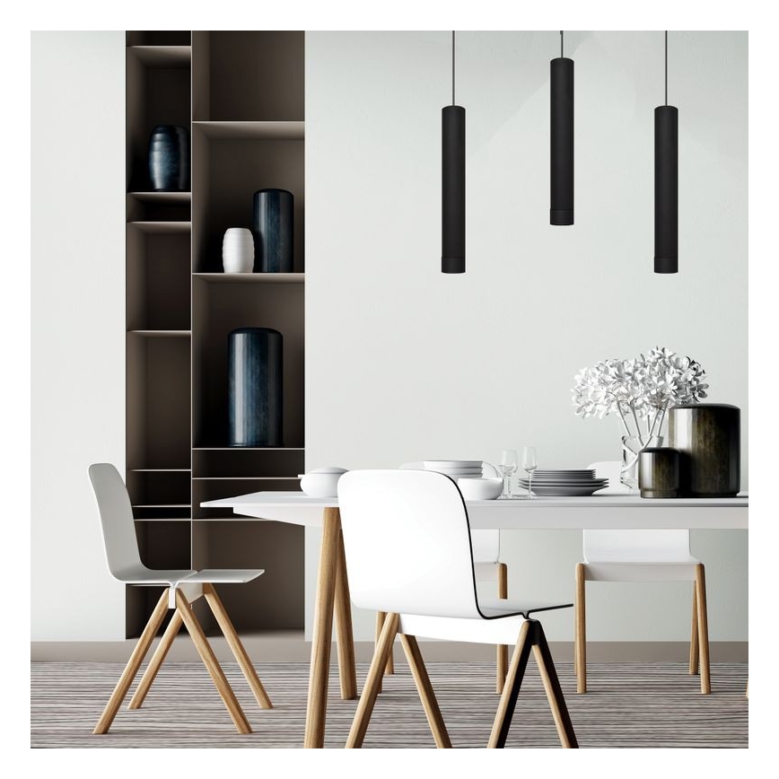 LED Lestenec na vrvici TUBA 3xGU10/4,8W/230V črna