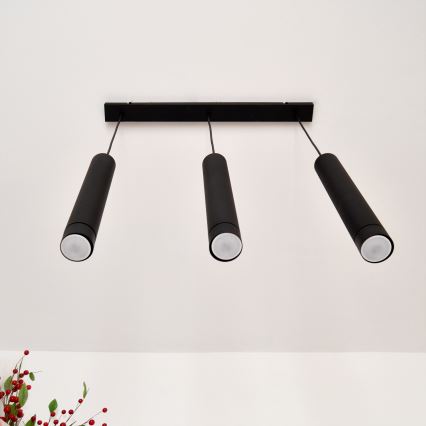 LED Lestenec na vrvici TUBA 3xGU10/4,8W/230V črna