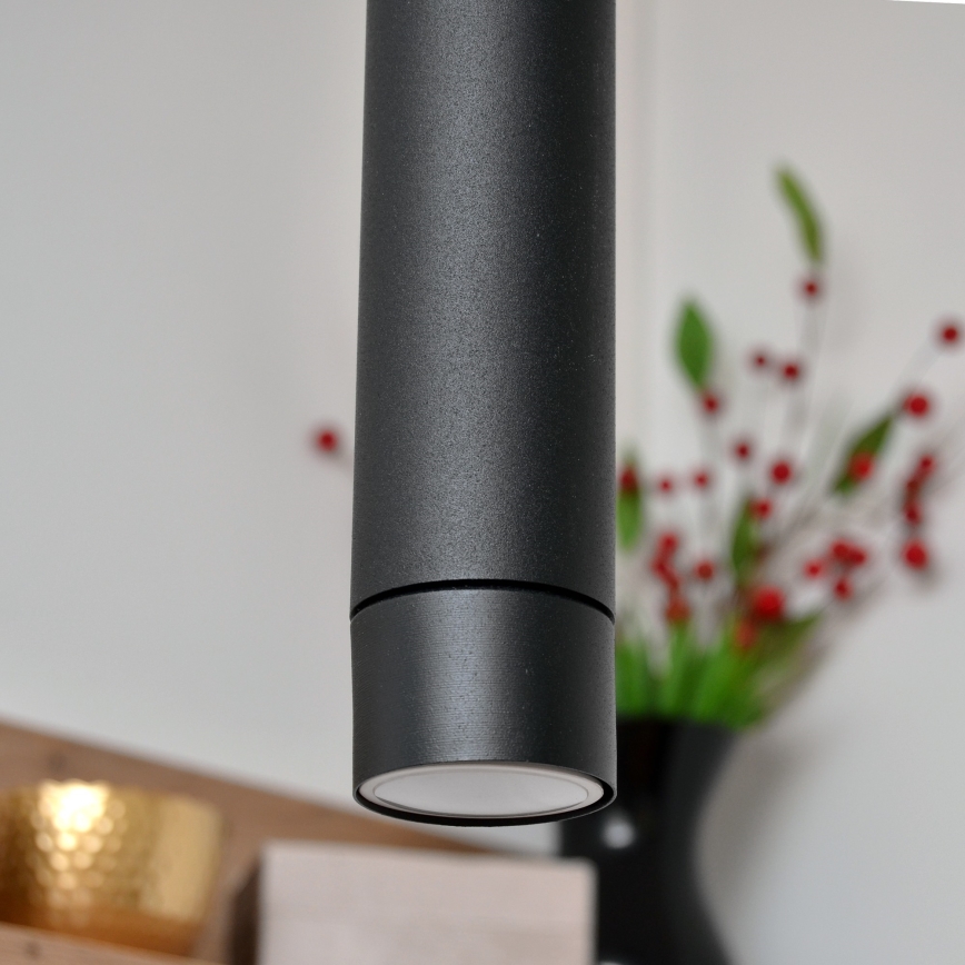 LED Lestenec na vrvici TUBA 3xGU10/4,8W/230V črna
