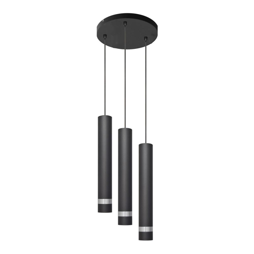 LED Lestenec na vrvici TUBA 3xGU10/4,8W/230V črna/sijajni krom
