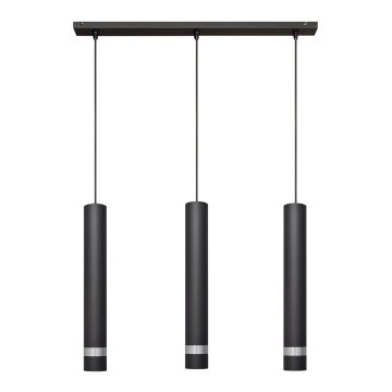 LED Lestenec na vrvici TUBA 3xGU10/4,8W/230V črna/sijajni krom
