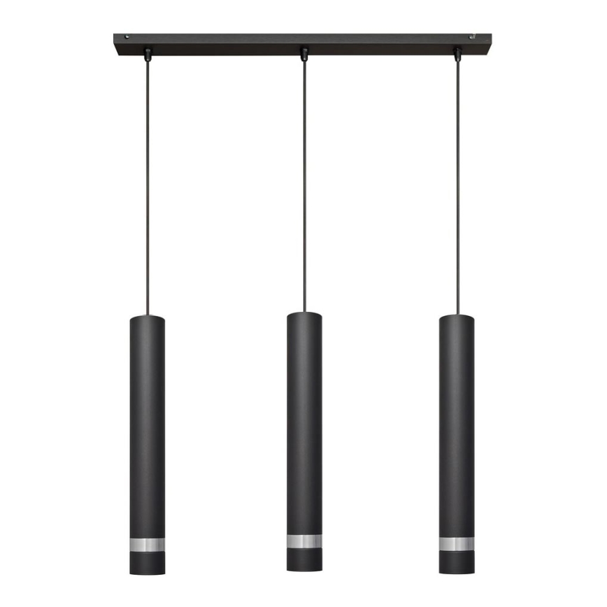 LED Lestenec na vrvici TUBA 3xGU10/4,8W/230V črna/sijajni krom