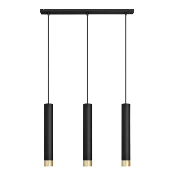 LED Lestenec na vrvici TUBA 3xGU10/4,8W/230V črna/zlata