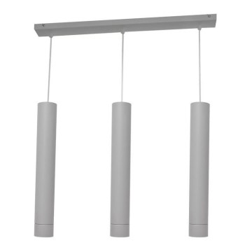 LED Lestenec na vrvici TUBA 3xGU10/4,8W/230V siva