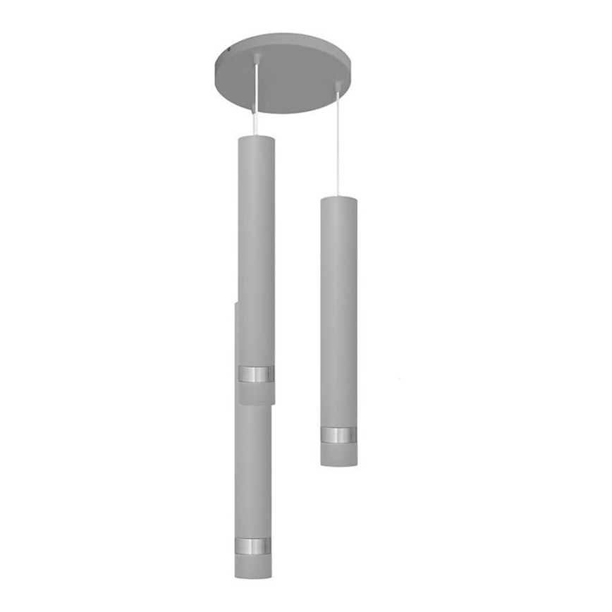 LED Lestenec na vrvici TUBA 3xGU10/4,8W/230V siva/sijajni krom