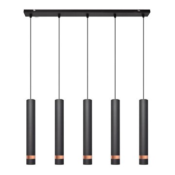 LED Lestenec na vrvici TUBA 5xGU10/6,5W/230V črna/baker