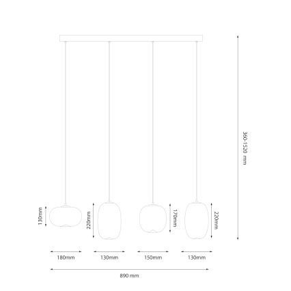 LED Lestenec na vrvici VASO LED/15W/230V zlata/dimna