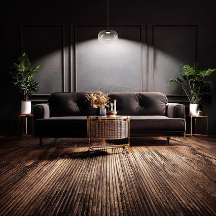 LED Lestenec na vrvici VASO LED/4W/230V pr. 18 cm črna/dimna
