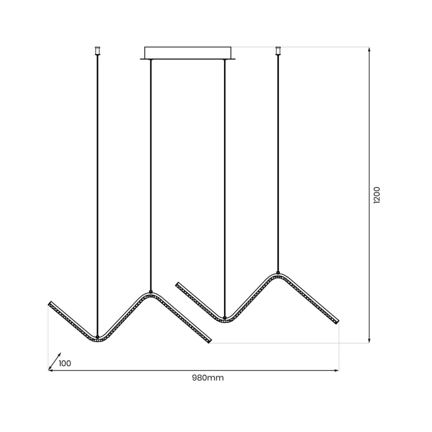 LED Lestenec na vrvici VERTE 2xLED/11W/230V črna