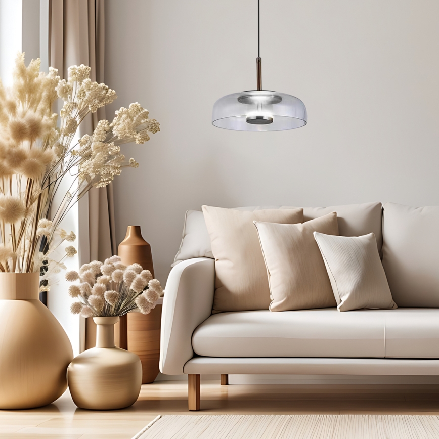LED Lestenec na vrvici VETRO LED/6W/230V pr. 23 cm siva/črna