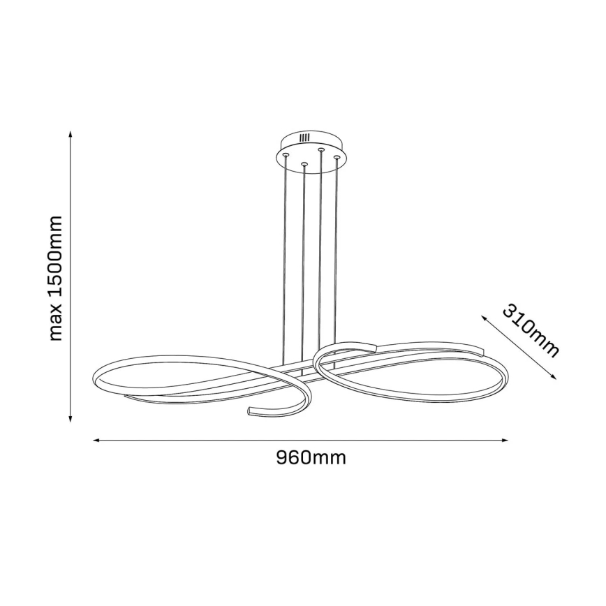 LED lestenec na vrvici VIOLIN LED/40W/230V črn