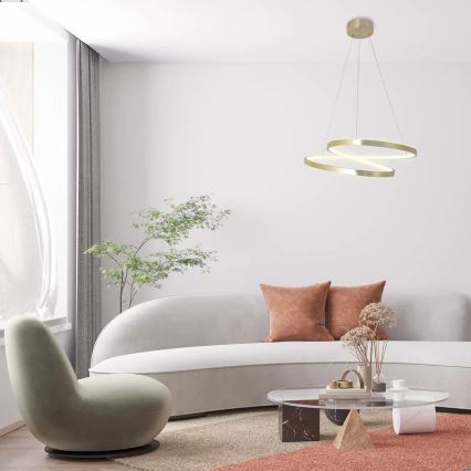 LED lestenec na vrvici ZEFIRA LED/40W/230V 4000K premer 50 cm, zlate barve