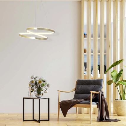 LED lestenec na vrvici ZEFIRA LED/40W/230V 4000K premer 50 cm, zlate barve