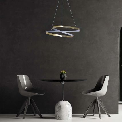 LED lestenec na vrvici ZEFIRA LED/40W/230V 4000K premer 50 cm, zlate barve