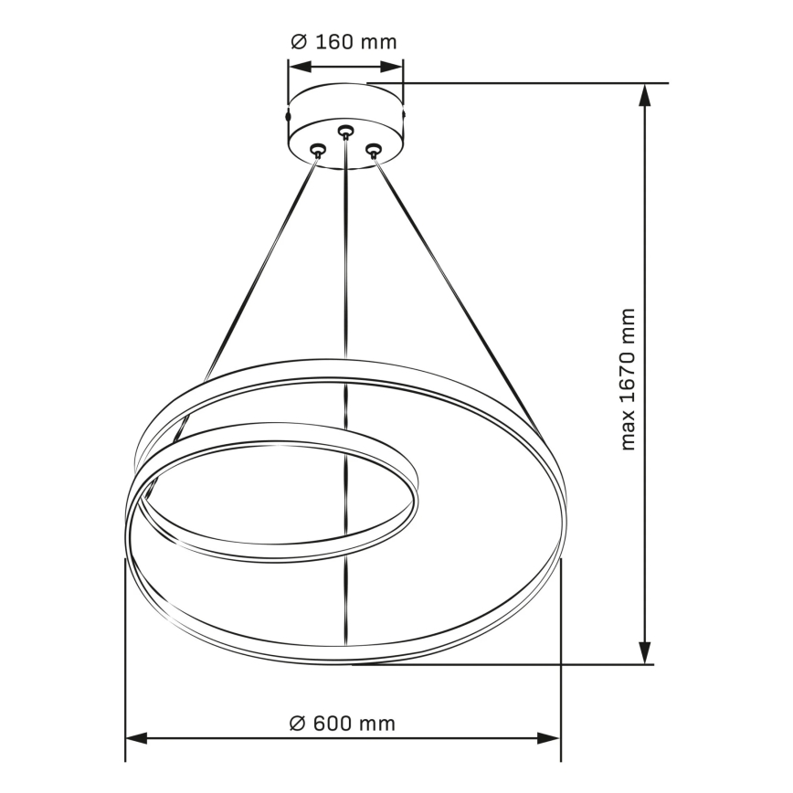 LED Lestenec na vrvici ZEFIRA LED/52W/230V 4000K pr. 60 cm antracit