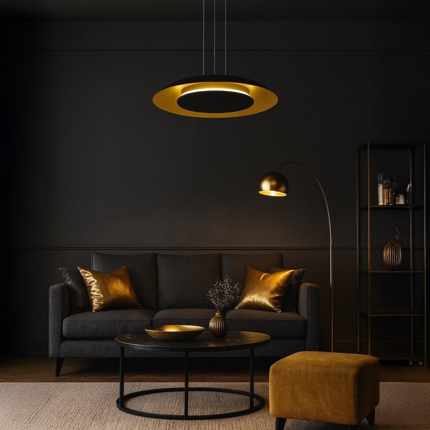 LED lestenec na žici PIATTINO LED/30W/230V 2700/3200/4000K, premer 40 cm, črna/zlata