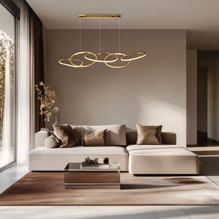 LED lestenec na žični vrvici ANNELI LED/45W/230V 125 cm v zlati barvi