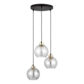 LED lestenec z jeklenim kablom DEVI 3xE27/15W/230V črna/prozorna