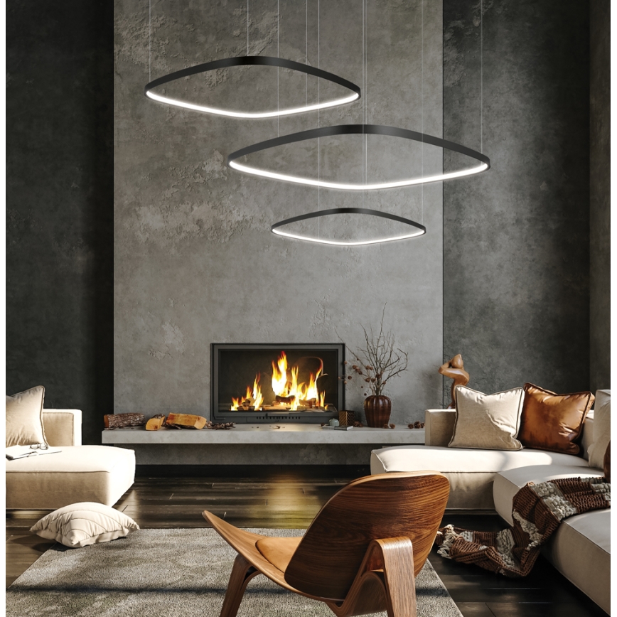 LED zatemljiv lestenec na vrvici LORENZO LED/70W/230V 3000/4000/6000K črna + daljinski upravljalnik