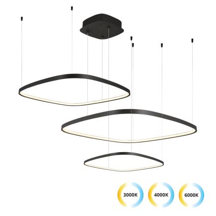 LED zatemljiv lestenec na vrvici LORENZO LED/70W/230V 3000/4000/6000K črna + daljinski upravljalnik