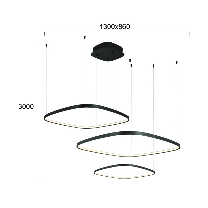 LED zatemljiv lestenec na vrvici LORENZO LED/70W/230V 3000/4000/6000K črna + daljinski upravljalnik