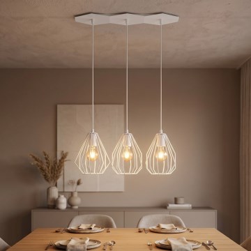 LED lestenec z obesnim kablom BRYLANT 3xE27/60W/230V bela