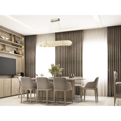 LED Zatemnljiv kristalni lestenec na jekleni vrvici ENRIQUE LED/50W//230V 3000-6000K + daljinski upravljalnik